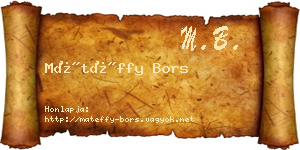 Mátéffy Bors névjegykártya